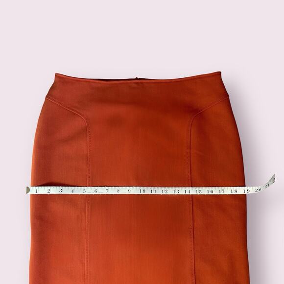 Piazza Sempione IT 48 US 8/10 Wool Fall Terracotta Orange Stretch Pencil Skirt - Picture 13 of 15